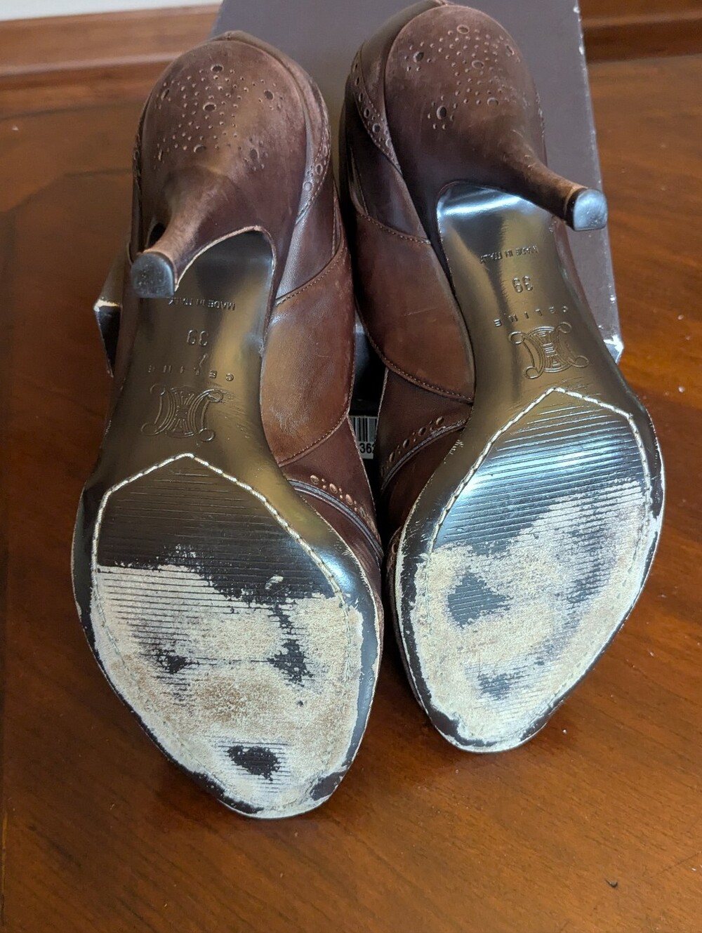 Celine Brown Peep-Toe Heels - Picture 6 of 13